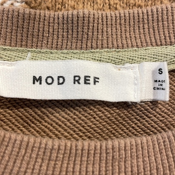 Mod Ref sweatshirt cropped sleeve crewneck cotton brown womens small - Picture 4 of 4